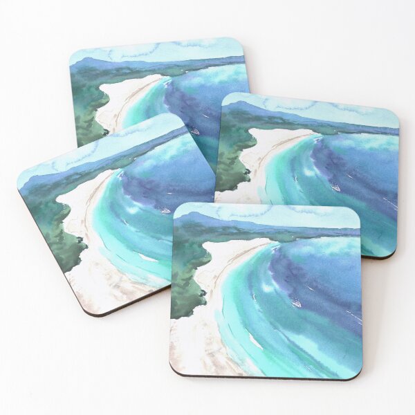 Item preview, Watercolor landscape with pWatercolor landscape with paradise turquoise wavesaradise turquoise waves designed and sold by IvchenkoEvgenia.