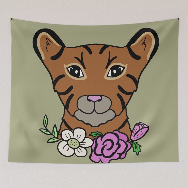 Item preview, Tiger with flowers designed and sold by Antiope33.