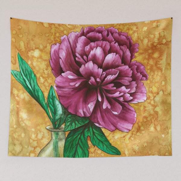Item preview, Peony in vase watercolour painting designed and sold by Egle Kristensen.