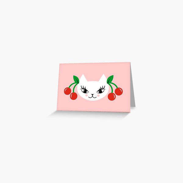 Rockabilly Cat White Greeting Card