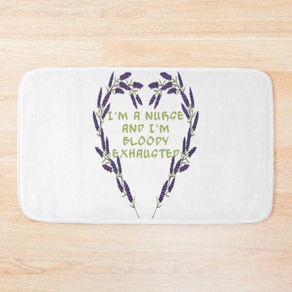 Item preview, I'm a nurse and I'm bloody exhausted lavender heart with text designed and sold by Areashor.