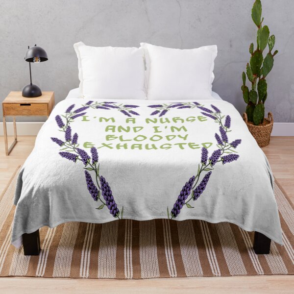 Item preview, I'm a nurse and I'm bloody exhausted lavender heart with text designed and sold by Areashor.