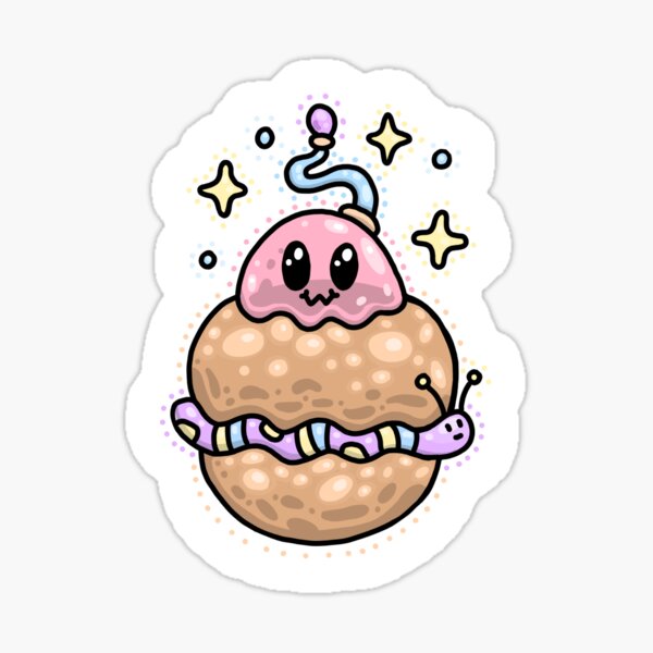 Creepy Cute Alien Worm Burger Sticker