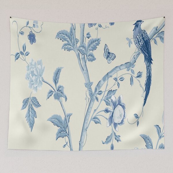 Item preview, Royal Blue Elegant Chinoiseries Style Beautiful Birds & Flowers designed and sold by WearWolfDesigns.