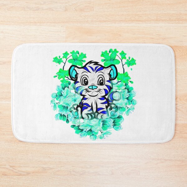 Item preview, Tiger With Flowers, Cartoon White Tiger-Cat, Oil Paints designed and sold by Maculele.