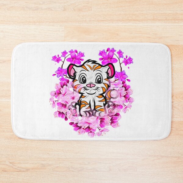Item preview, Tiger With Flowers, Cartoon White Tiger-Cat, Oil Paints designed and sold by Maculele.