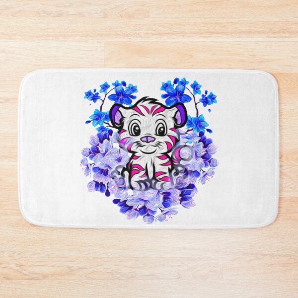 Item preview, Tiger With Flowers, Cartoon White Tiger-Cat, Oil Paints designed and sold by Maculele.