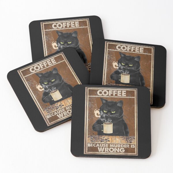 Item preview, Funny Black Cat Drinks Coffee, Coffee Because Murder Is Wrong, Gifts For Coffee Lovers, Cool Cat  designed and sold by zacben.