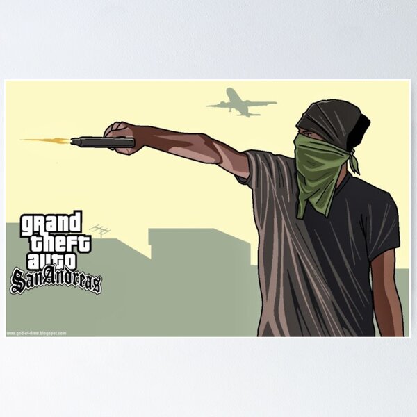 GTA San Andreas Poster Adesivo A3 (29,7x42cm), GTA SA, Grand Theft Auto  GAME JOGO