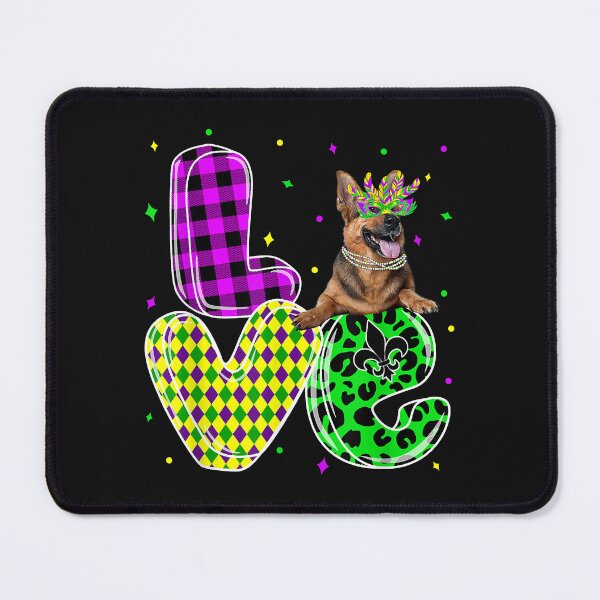 Item preview, Cute Love German Shepherd Dog Mask Plaid Leopard Mardi Gras designed and sold by Mitzi12312.