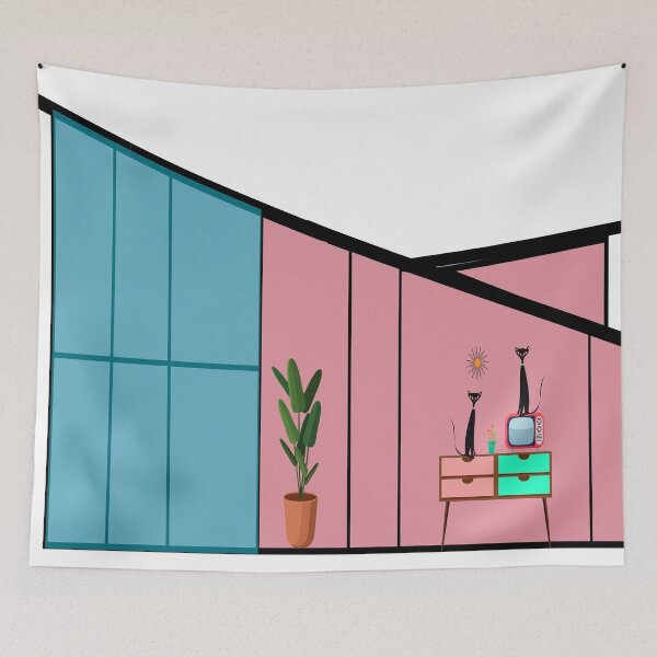 Item preview, Retro Cats Settling into a MCM Palm Springs Home designed and sold by LisWilliams.