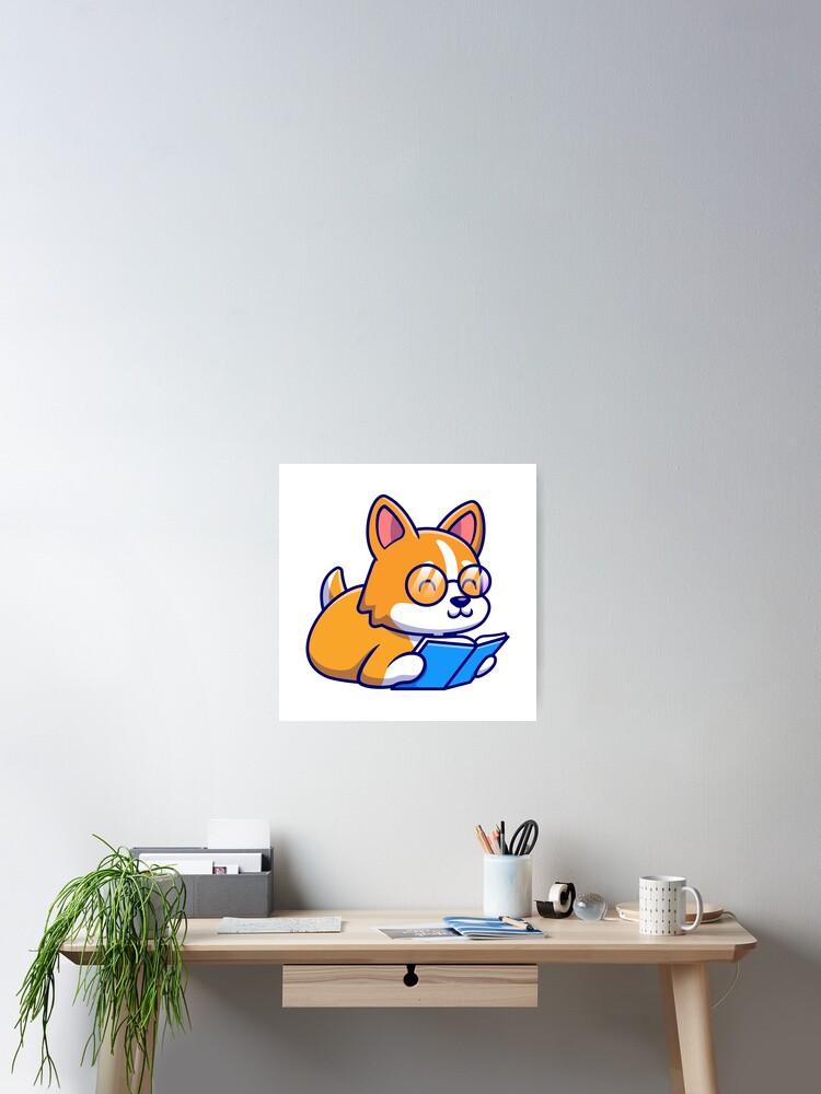 Thumbnail 2 of 3, Poster, corgi reader designed and sold by OtterFactory.