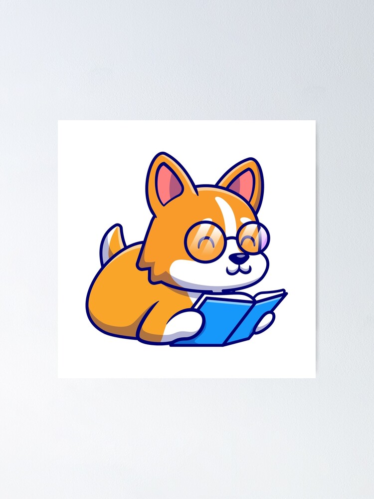 Thumbnail 1 of 3, Poster, corgi reader designed and sold by OtterFactory.