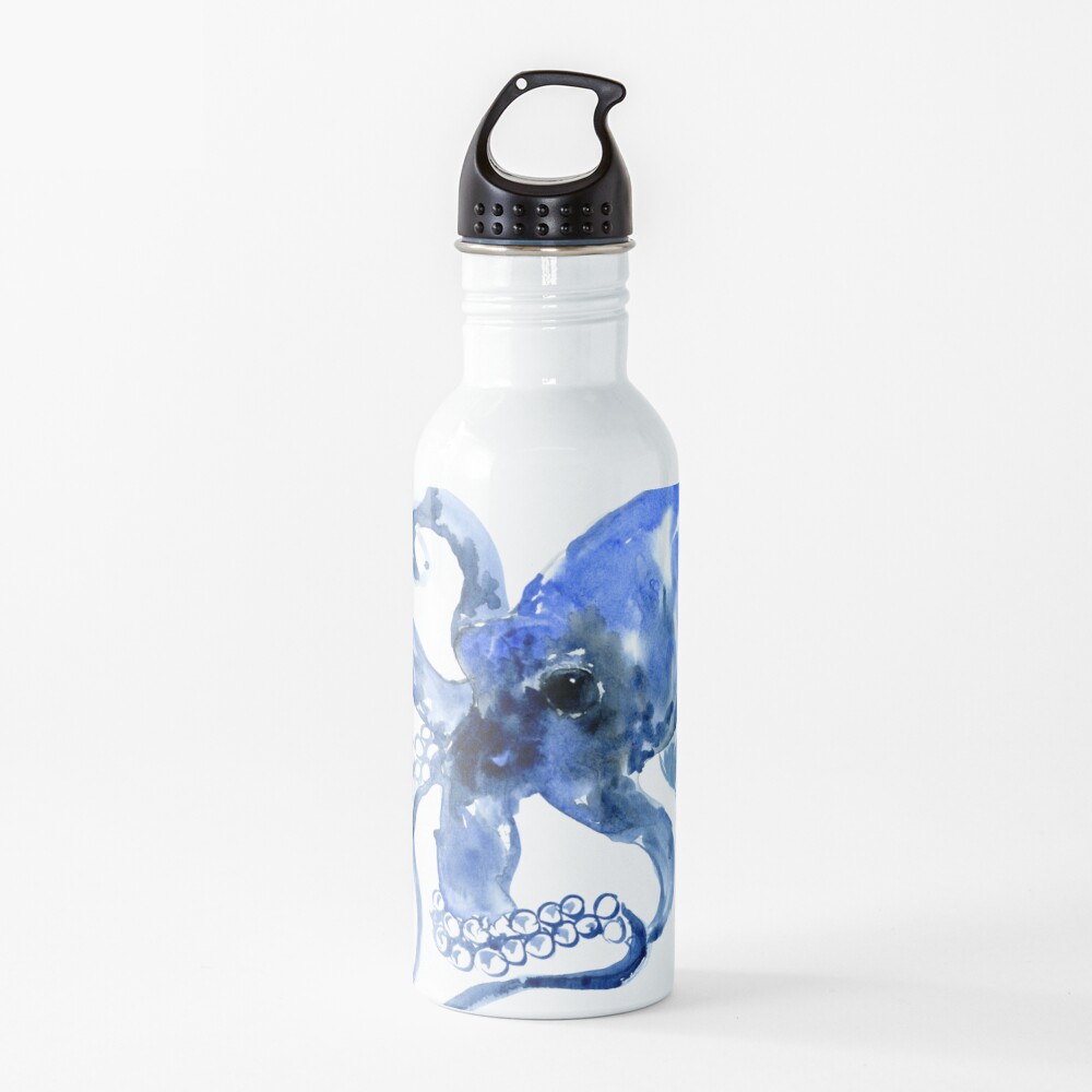 Navy Blue OCtopus Artwork Water Bottle