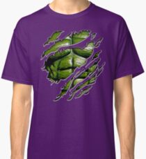 Green muscle chest in purple ripped torn tee Classic T-Shirt
