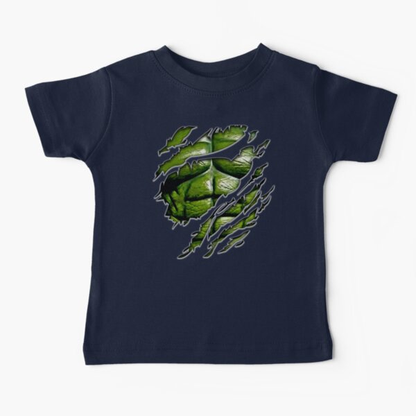 Green muscle chest in purple ripped torn tee Baby T-Shirt