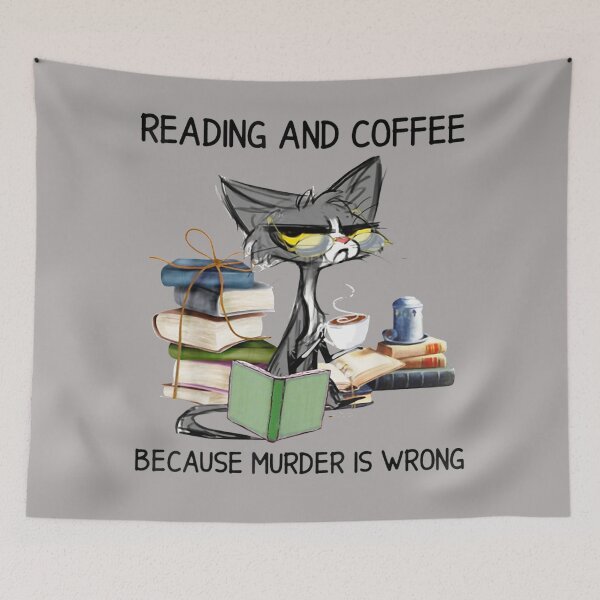Item preview, That's What I Do I Read Books I Drink Coffee Because Murder Is Wrong, Cool Cat Lover Gifts  designed and sold by zacben.