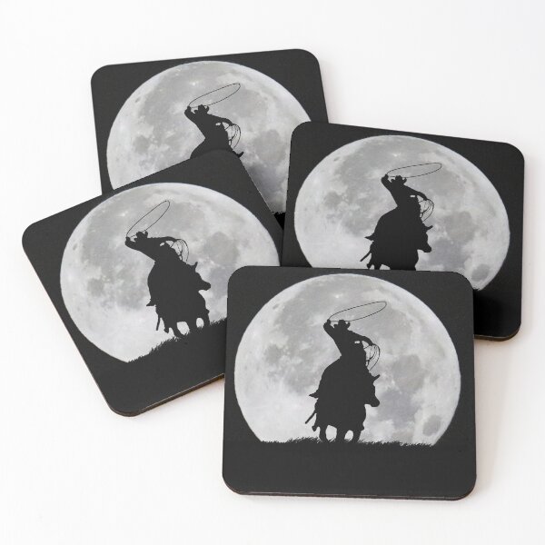 Item preview, Cowboy Horse and Steer Roping in Big Surreal Full Moon Country Western designed and sold by Stephanie Laird.