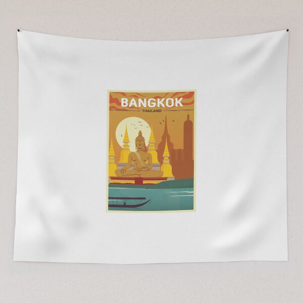 Item preview, Bangkok, Thailand - Vintage Travel Poster designed and sold by Atifslm.