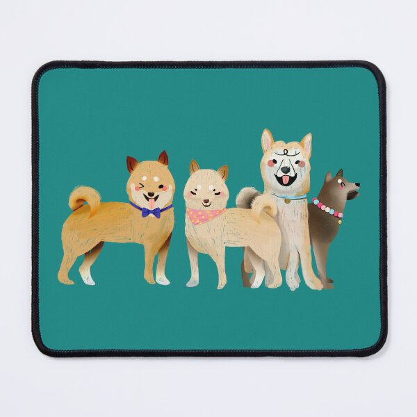 Artikelvorschau, Shibu Inu / Ainu Dogs - Niedliches hellbraunes und türkisfarbenes Hundeillustrationsmuster entworfen und verkauft von TheRainbowRoom.