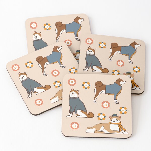 Item preview, Japanese Akita -  Cute Brown and Tan Dog Illustration Pattern  designed and sold by TheRainbowRoom.