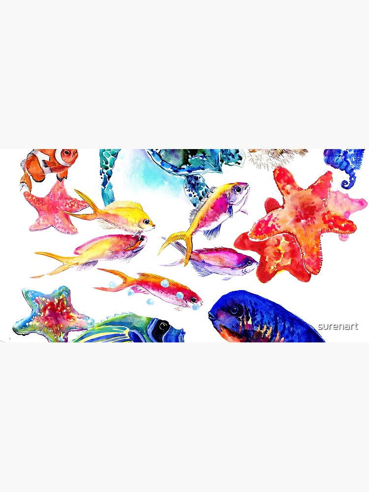Thumbnail 5 von 5, Mauspad, Korallenmeer, Unterwasserszenenstrand, tropische bunte Kinder entwerfen Kinderraumkunst designt und verkauft von surenart.