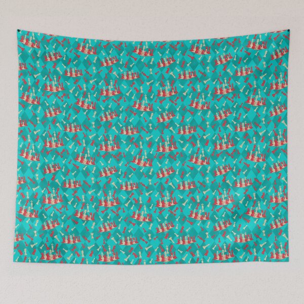 Item preview, Crazy chess pieces loose pieces in red and white light blue  designed and sold by FRKI-DIDI.