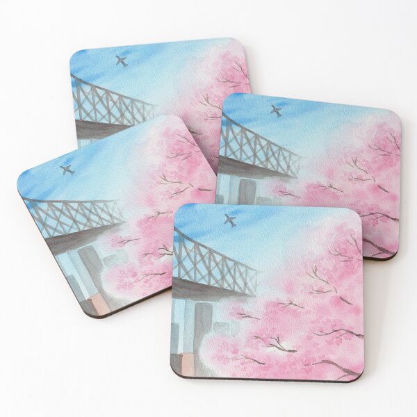 Item preview, Cherry blossom in the city, watercolor painting, loose landscape art, NYC spring view from Roosevelt Island designed and sold by fengyuhao.