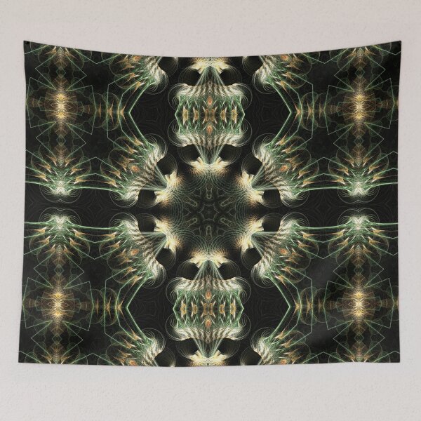 Item preview, A web of hexagrams connected by green rays designed and sold by effervescence.