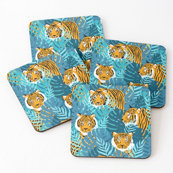 Item preview, Jungle Tigers - Blue designed and sold by latheandquill.