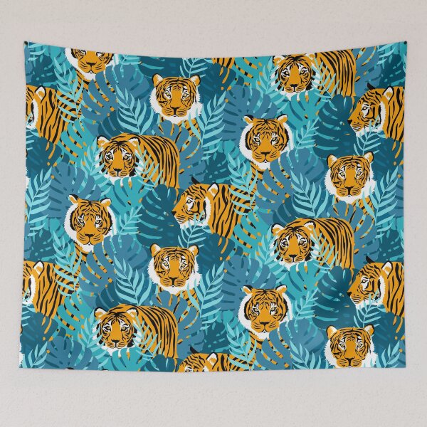 Item preview, Jungle Tigers - Blue designed and sold by latheandquill.