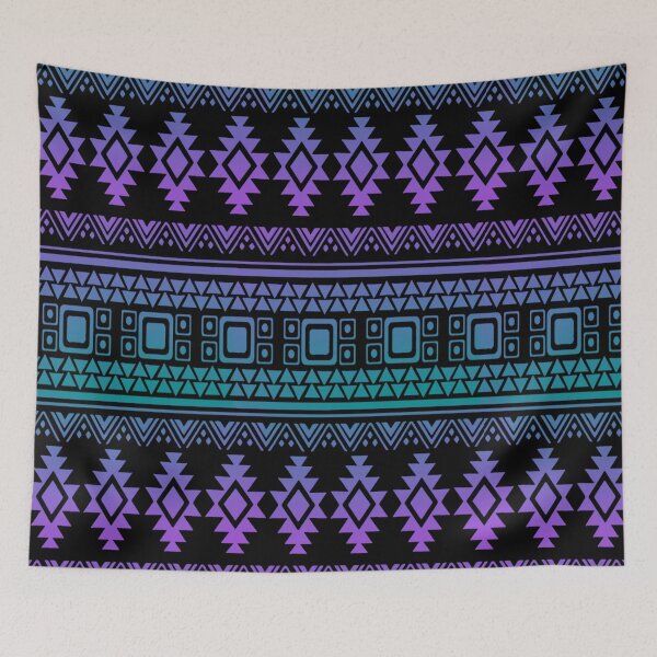 Item preview, Purple Turquoise Black Gradient Geometric Native Print  designed and sold by JMWCD.