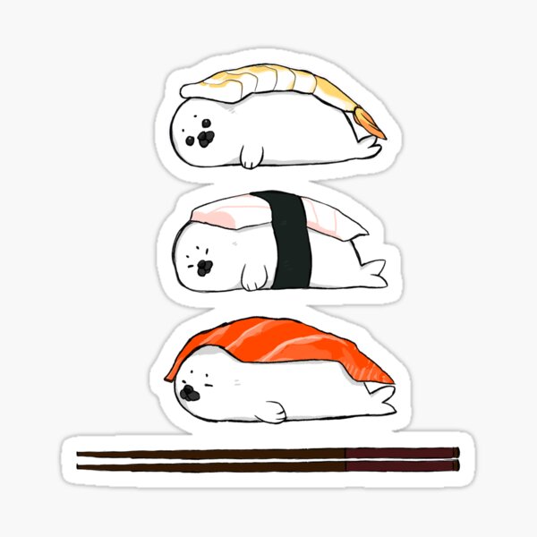 Nigiri, except it's baby Harp Seals Sticker