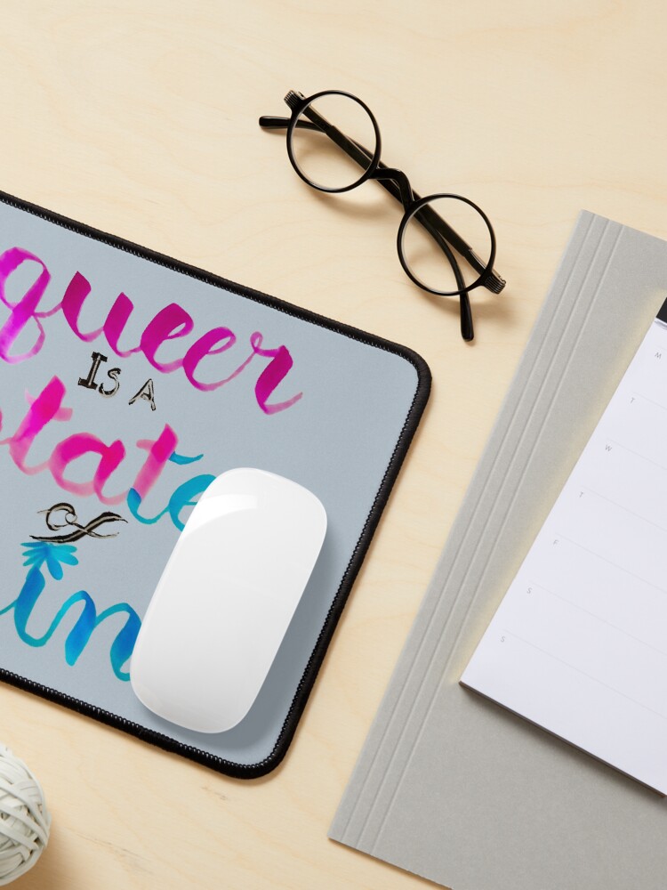 Thumbnail 3 of 5, Mouse Pad, Queer is a state of mind, hand lettered designed and sold by Melindrea.