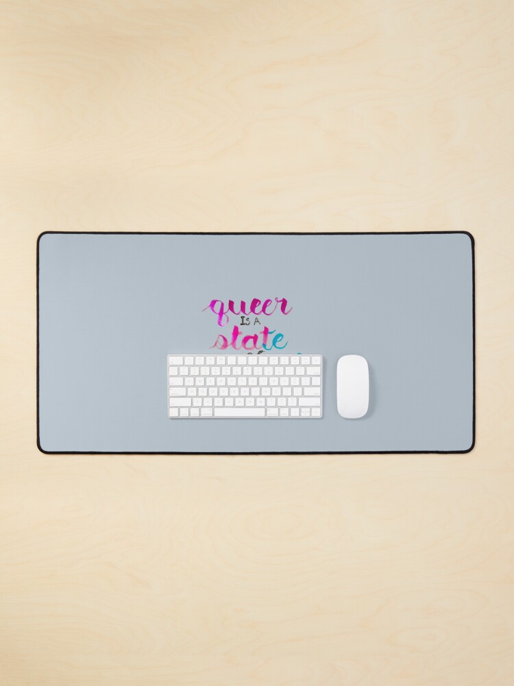Thumbnail 1 of 5, Mouse Pad, Queer is a state of mind, hand lettered designed and sold by Melindrea.