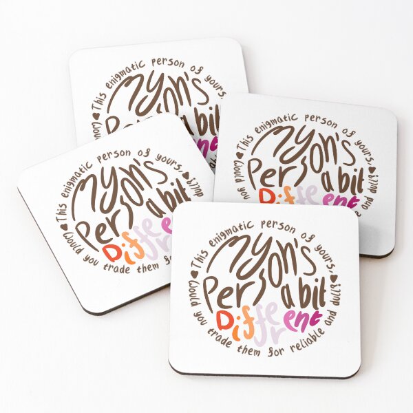 Item preview, My Person’s A Bit Different (white bg, brown hearts, sunset ‘different’) designed and sold by RadiantDuat.