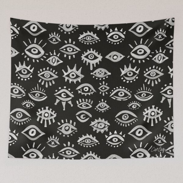 Item preview, Mystic Eyes – White on Black designed and sold by Cat Coquillette.