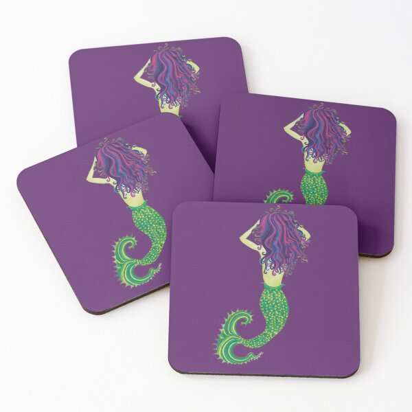 Item preview, Purple and Green Watercolor Mermaid designed and sold by HeatherNafeArt.