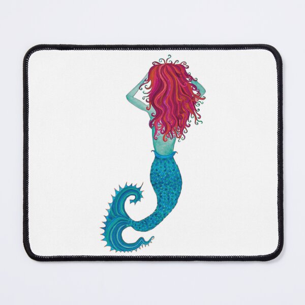 Item preview, Green and Red Watercolor Mermaid designed and sold by HeatherNafeArt.