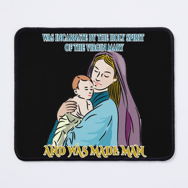 Item preview, Catholic shirt with prayer text from the Creed. Virgin Mary with the Baby Jesus - Roman Catholic Prayer | Traditional Catholic Gift designed and sold by TeesForTheWorld.