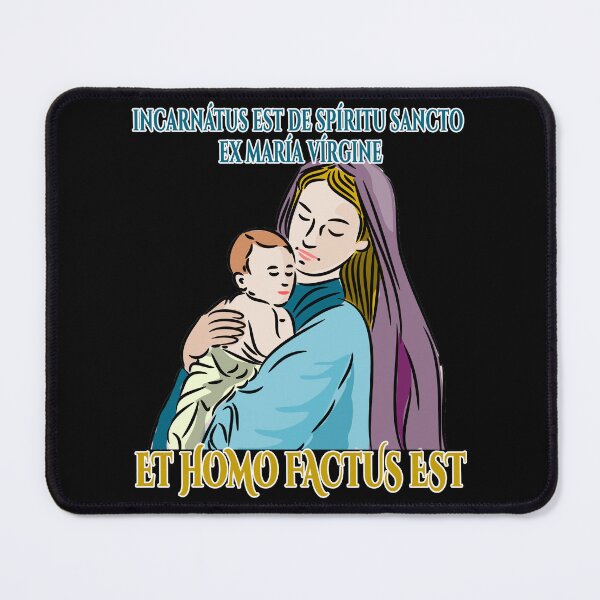 Item preview, Catholic shirt with Latin text from the Credo - Creed. Virgin Mary with the Baby Jesus - Latin Mass | Traditional Catholic Gift designed and sold by TeesForTheWorld.