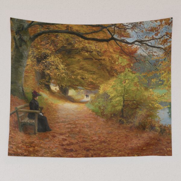Item preview, Hans Anderson Brendekilde's A Wooded Path in Autumn designed and sold by mosfunky.
