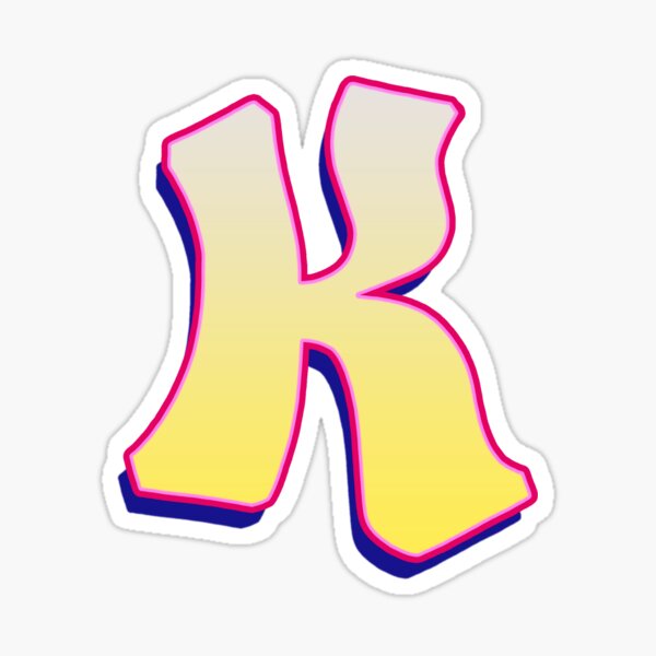 Letter K - Yellow/Pink Sticker