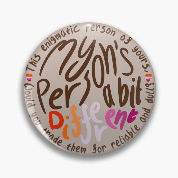 Item preview, My Person’s A Bit Different (brown bg, sunset hearts, sunset ‘different’) designed and sold by RadiantDuat.