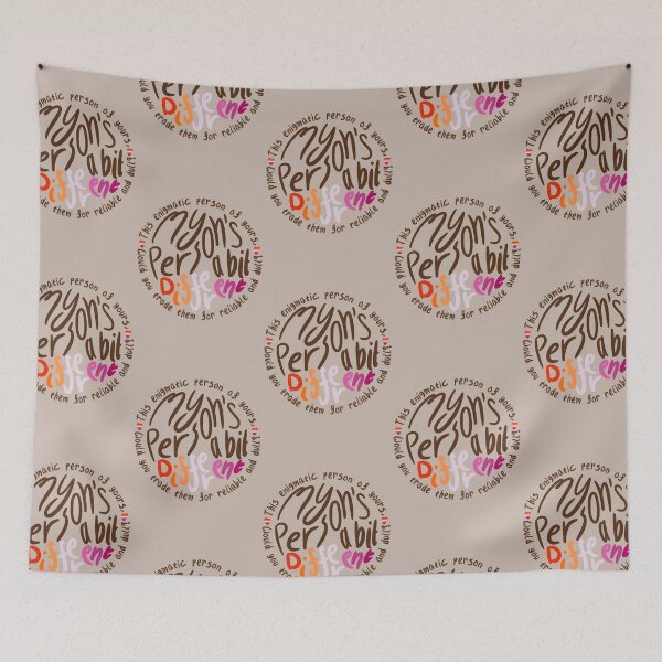 Item preview, My Person’s A Bit Different (brown bg, sunset hearts, sunset ‘different’) designed and sold by RadiantDuat.