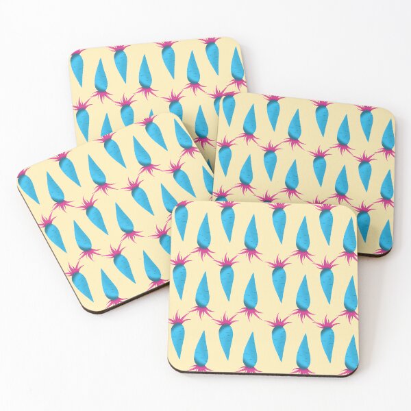 Item preview, Abstract blue and pink carrots on yellow background  designed and sold by Deviarty.