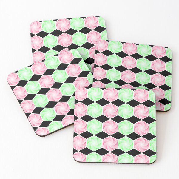 Item preview, Modern Geometric Pink, White and Green Hexagon and Triangles designed and sold by OverbeeDesigns.