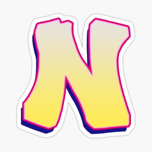 Letter N - Yellow/Pink Sticker