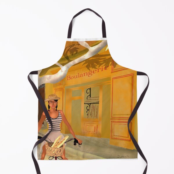 Item preview, bakery provence woman on bicycle illustration baguette under the plane trees in summer designed and sold by skiair.