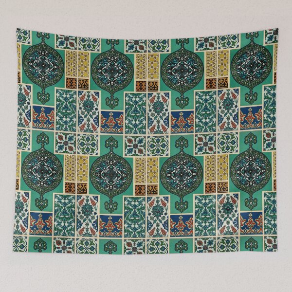 Item preview, Boho pattern in green, gold and orange colors, Ottoman pattern from L'ornement Polychrome (1888) by Albert Racinet (1825–1893) designed and sold by KaterinaLog.